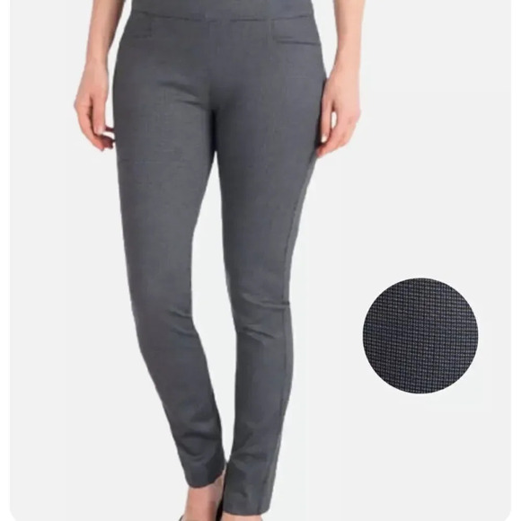 Dalia Ladies' Ponte Pant Small Checkered Plaid Charcoal Gray Blue Black - Picture 1 of 8